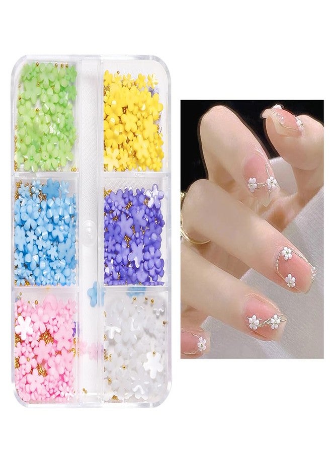 كويبي علبة واحدة من زينة الأظافر الأكريليكية على شكل زهور ثلاثية الأبعاد مع خرز صغير، زينة أظافر زهرية ثلاثية الأبعاد، زينة أظافر يمكنكِ صنعها بنفسكِ للنساء والفتيات (6 ألوان) - Image 3